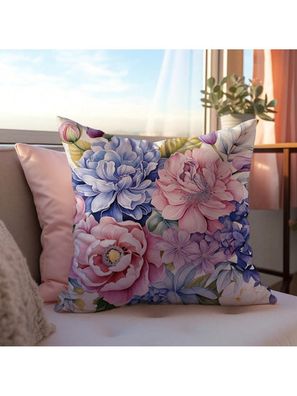 غطاء وسادة زهري  مصنوع من نسيج جلد الخوخ