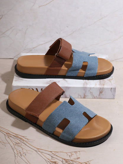 الصنادل المسطحة كتلة الألوان أزياء السيدات