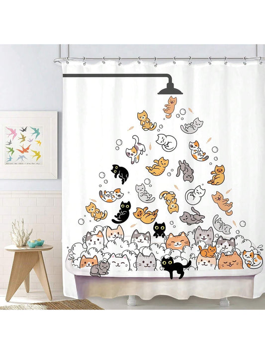 لطيف القط دش الستار للأطفال الأطفال مضحك الكرتون الحيوان تمطر الملونة فرحان جميل الحيوانات الأليفة لعب المياه الحمام للماء البوليستر النسيج حوض الاستحمام 12 حزمة السنانير