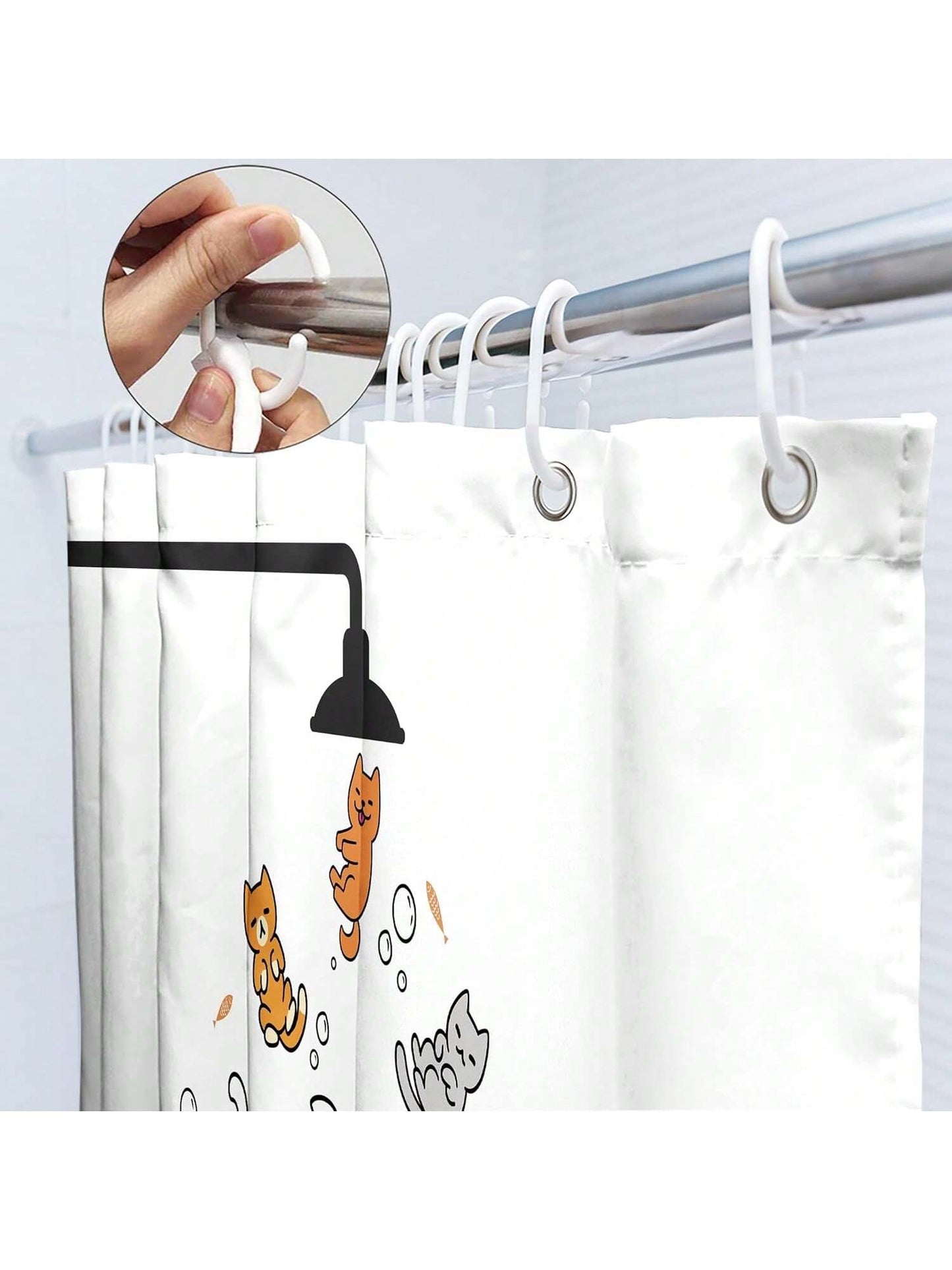 لطيف القط دش الستار للأطفال الأطفال مضحك الكرتون الحيوان تمطر الملونة فرحان جميل الحيوانات الأليفة لعب المياه الحمام للماء البوليستر النسيج حوض الاستحمام 12 حزمة السنانير