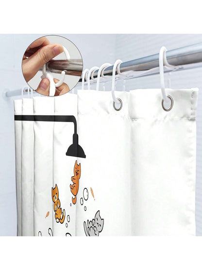 لطيف القط دش الستار للأطفال الأطفال مضحك الكرتون الحيوان تمطر الملونة فرحان جميل الحيوانات الأليفة لعب المياه الحمام للماء البوليستر النسيج حوض الاستحمام 12 حزمة السنانير