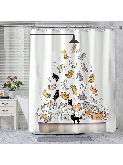 لطيف القط دش الستار للأطفال الأطفال مضحك الكرتون الحيوان تمطر الملونة فرحان جميل الحيوانات الأليفة لعب المياه الحمام للماء البوليستر النسيج حوض الاستحمام 12 حزمة السنانير