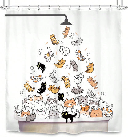 لطيف القط دش الستار للأطفال الأطفال مضحك الكرتون الحيوان تمطر الملونة فرحان جميل الحيوانات الأليفة لعب المياه الحمام للماء البوليستر النسيج حوض الاستحمام 12 حزمة السنانير