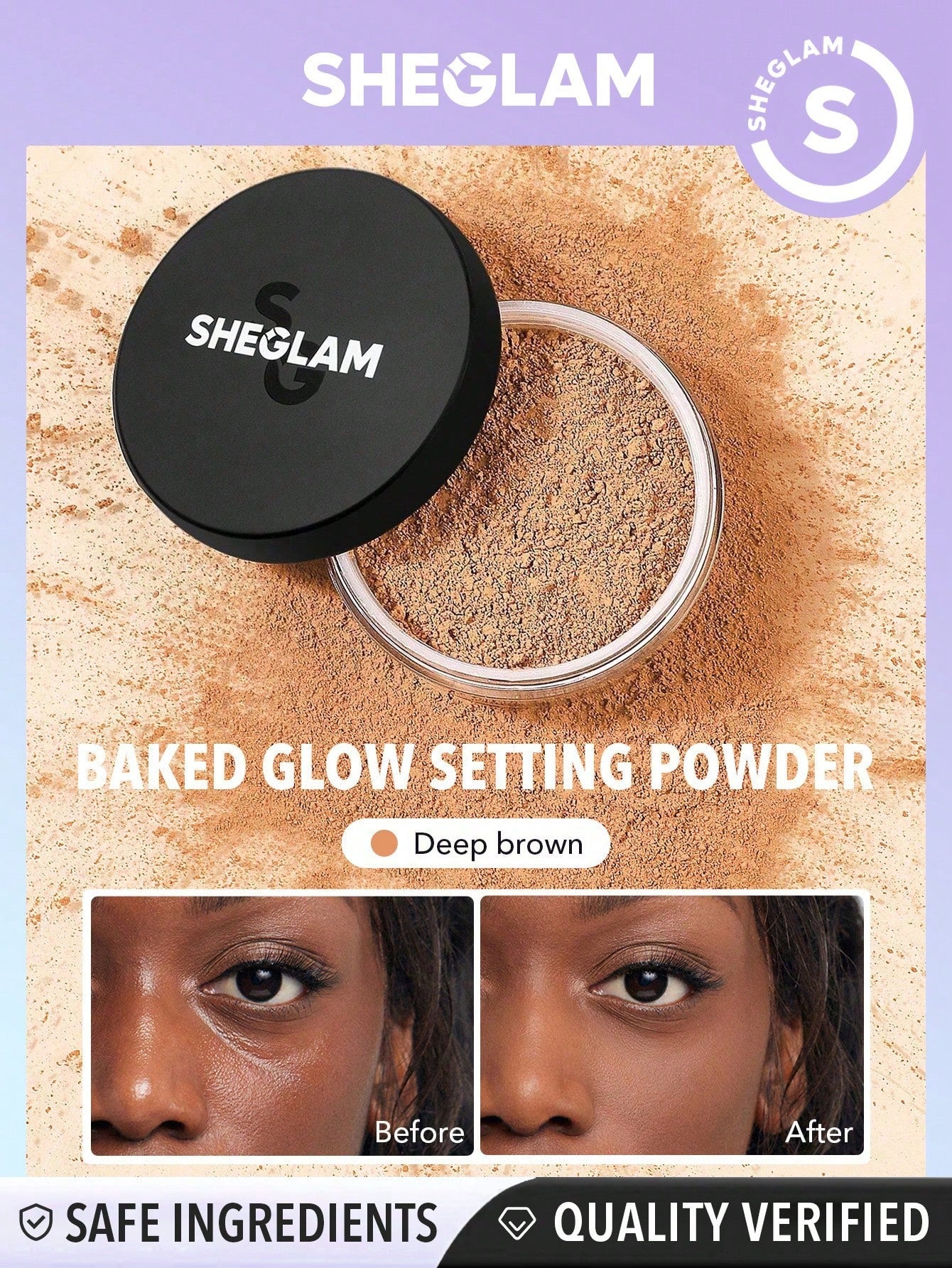 SHEGLAM Improved Formula - بودر ضبط تخبيز برّاق -Deep Brown