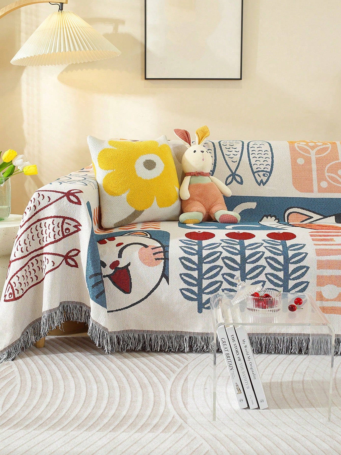 بطانية رحلات نزهة وتخييم طراز جاكار، حصيرة متعددة الاستخدامات