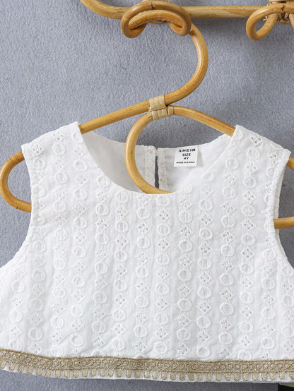 سترة بشريط مختلط لفتاة صغيرة، تنورة وسترة مطبوعة بالنقاط الذهبية