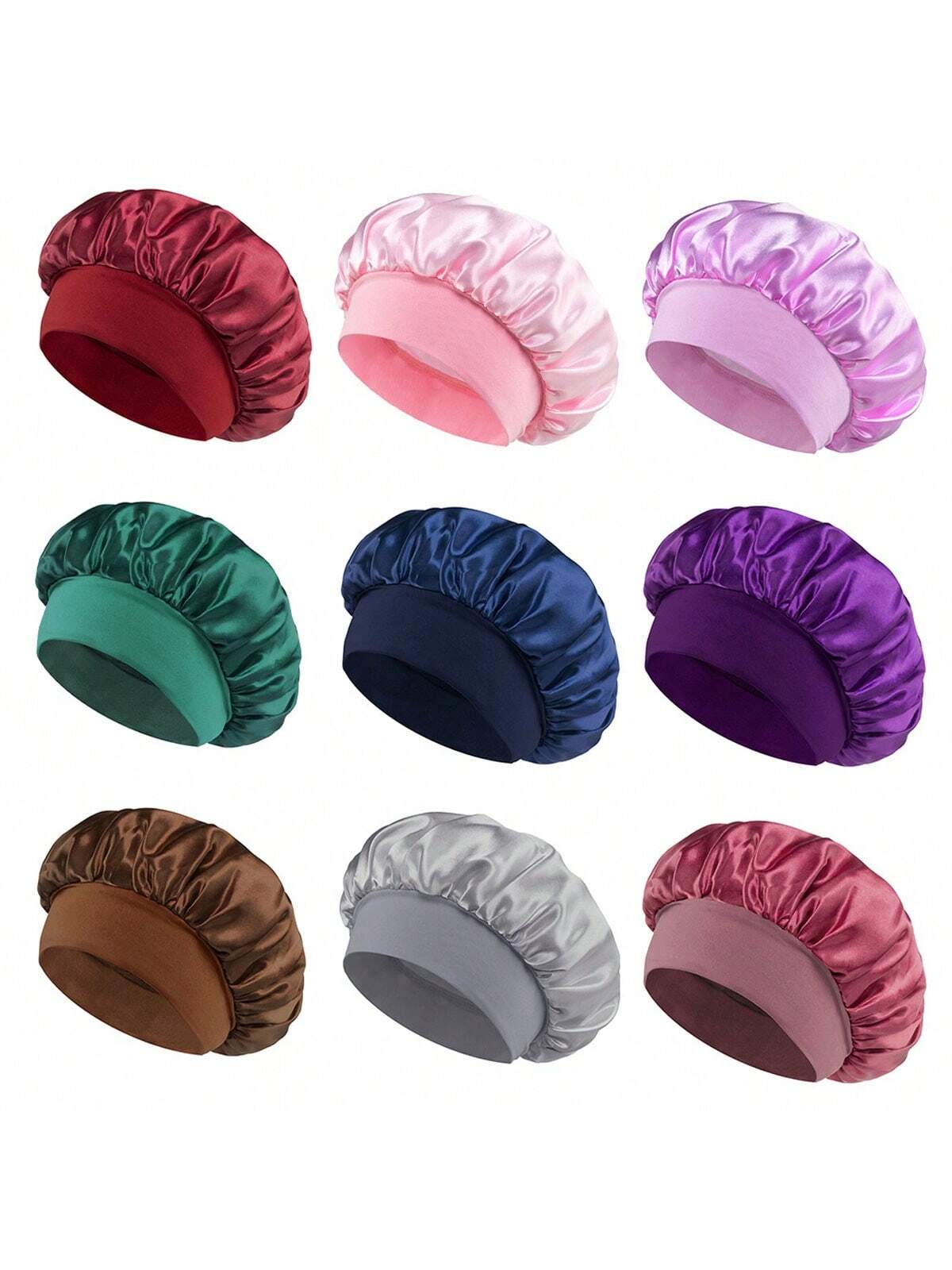 قبعة رعاية الشعر عالية المرونة عالية الحافة واسعة الحافة من الحرير للنساء، قبعة حريرية