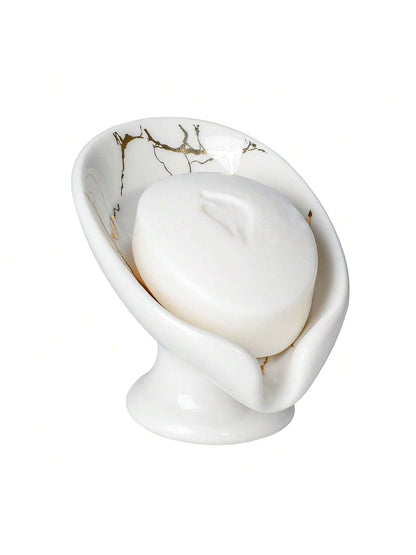 حامل صابون إبداعي واحد، صينية صابون سيراميك نمط رخامي