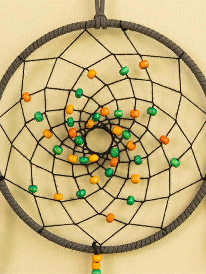 صائد الأحلام بريشة الطاووس 1 قطعة مع أجراس الرياح، ديكور كريم أصفر ملون لغرفة / فندق / نزل المنزل القديم