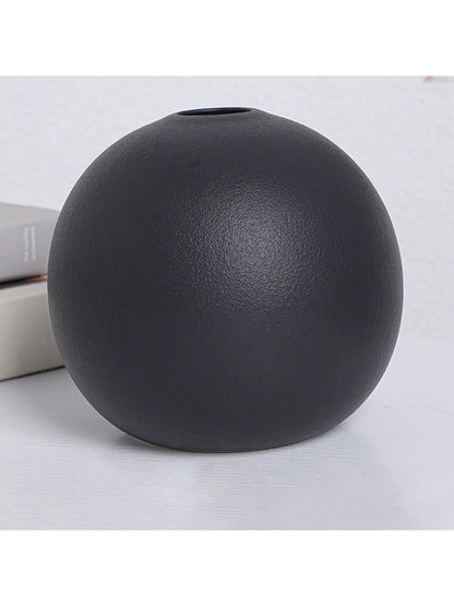 مزهرية دائرية من السيراميك لديكور المنزل بعرض أزهار جافة