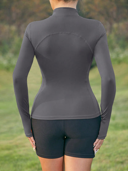 قطعة جاكيت رياضية للنساء بفتحة للإبهام، ملائمة الحجم، ملابس خارجية للجري والتدريب اليوغا