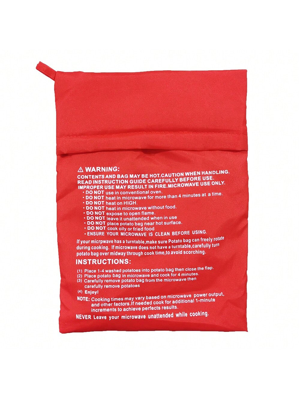 كيس الطهي القابل للغسل الجديد باللون الأحمر للميكروويف، كيس بطاطس مطبوخة في الميكروويف