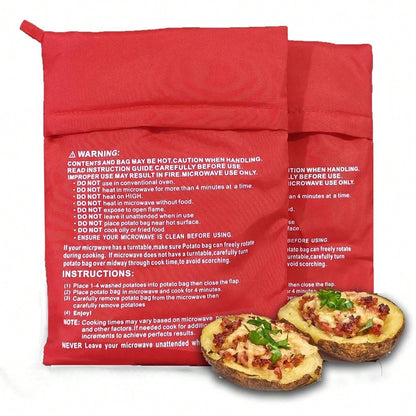 كيس الطهي القابل للغسل الجديد باللون الأحمر للميكروويف، كيس بطاطس مطبوخة في الميكروويف