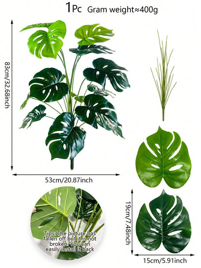نبات صناعي كبير بحجم 35.48 بوصة ب-18 فرع تمثل أوراق كأنها ظهر السلحفاة وأوراق الأناناس الخضراء مزينة بأوراق كبيرة مخططة مصطنعة للتزيين يستخدم في المكاتب و غرف المعيشة و غرف النوم والمطابخ مصنوع من بلاستيك صناعي خضراء لا يأتي مع الأواني الزراعية