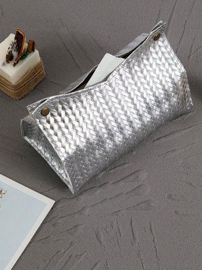 غطاء صندوق المناديل ذو الوقوف الحر التخزيني للمكتب من الجلد الصناعي المقوى والمقاوم للماء بتصميم القمح الموحد و نمط الحدبات على الجلد