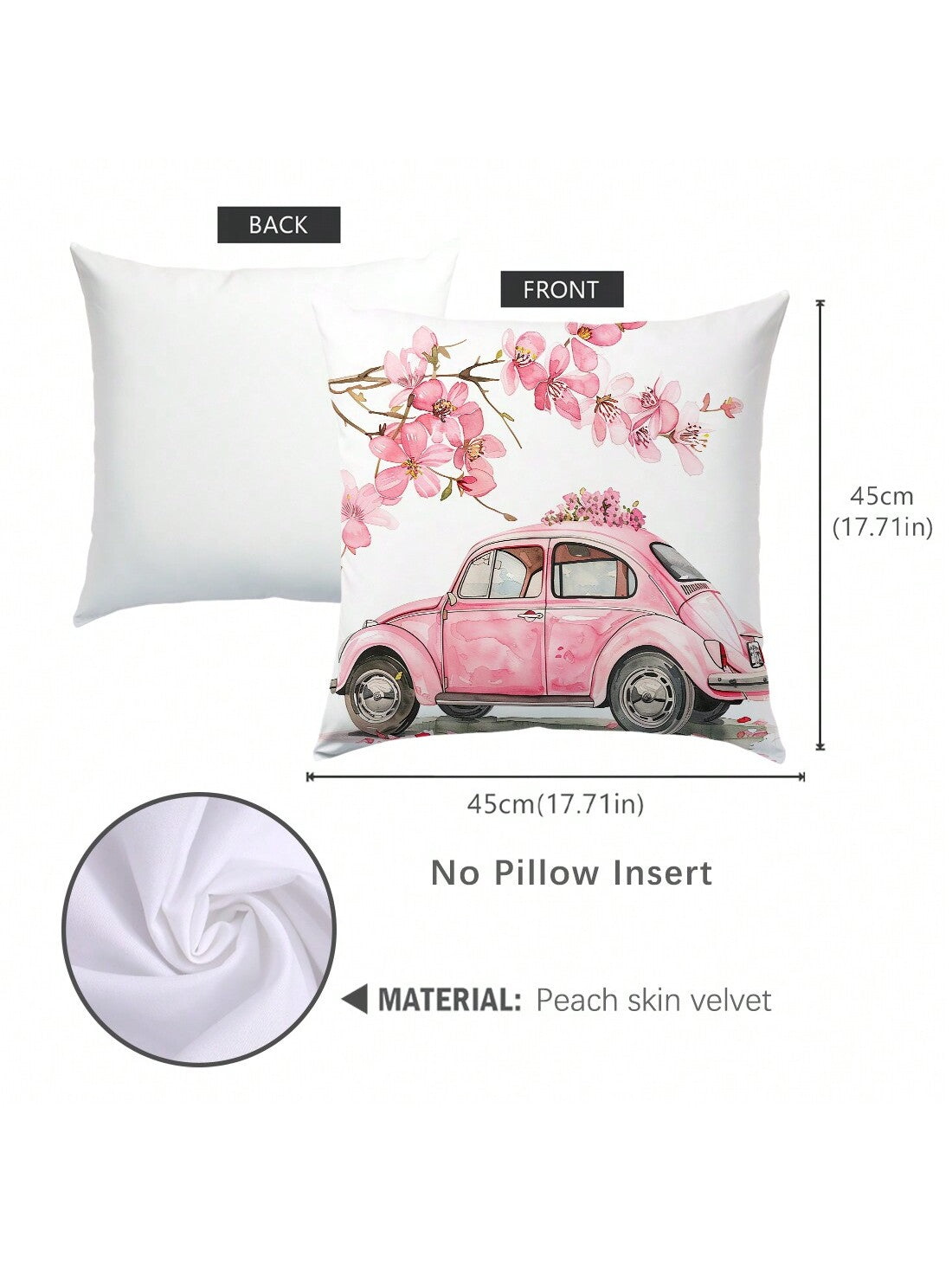 غطاء وسادة على شكل قلب بنمط وردى سيارة زهرية