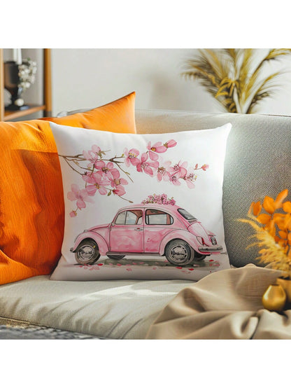 غطاء وسادة  بنمط سيارة زهرية