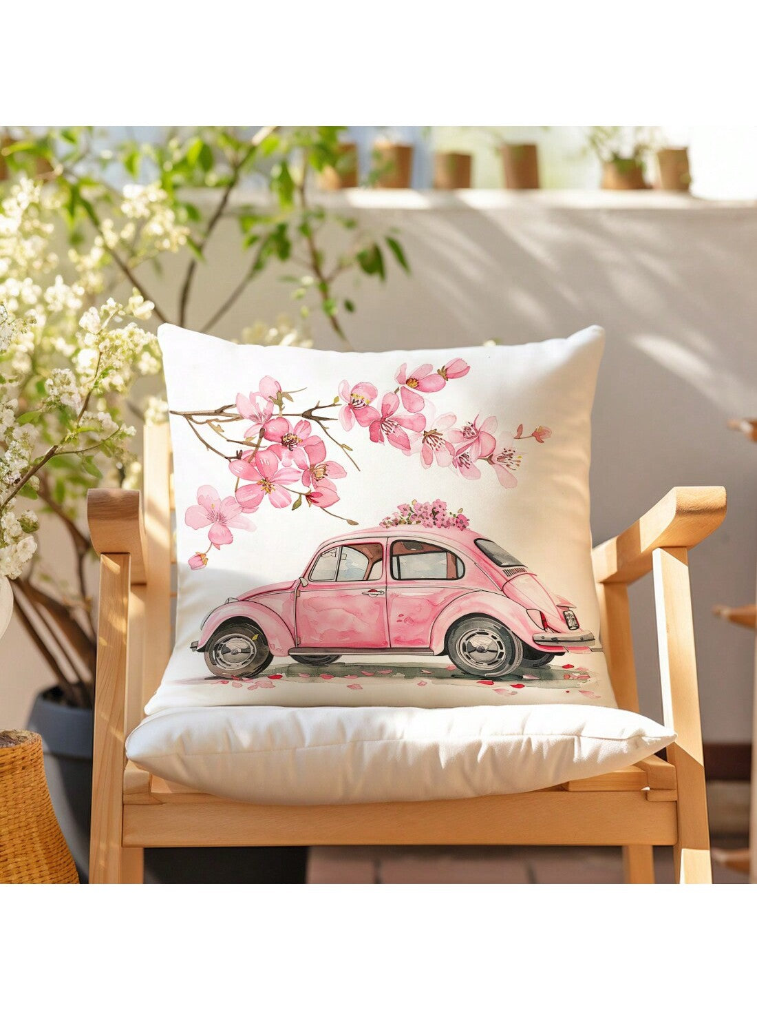 غطاء وسادة على شكل قلب بنمط وردى سيارة زهرية