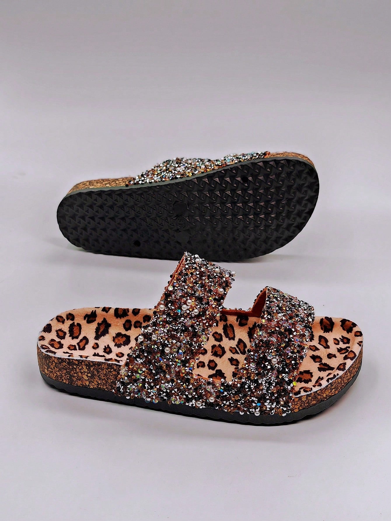 صندل شاطئ كاجوال بنعل لامع، شرائح مسطحة مريحة للنساء