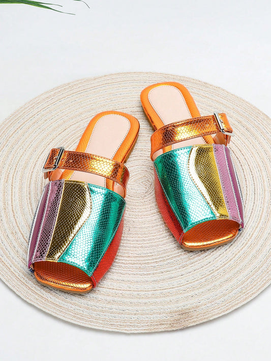 صنادل نسائية مسطحة بعدة أشرطة مناسبة لفصل الصيف، تزيينات للعطلة، مضادة للانزلاق، أنيقة، عارضة ومتعددة الاستخدامات