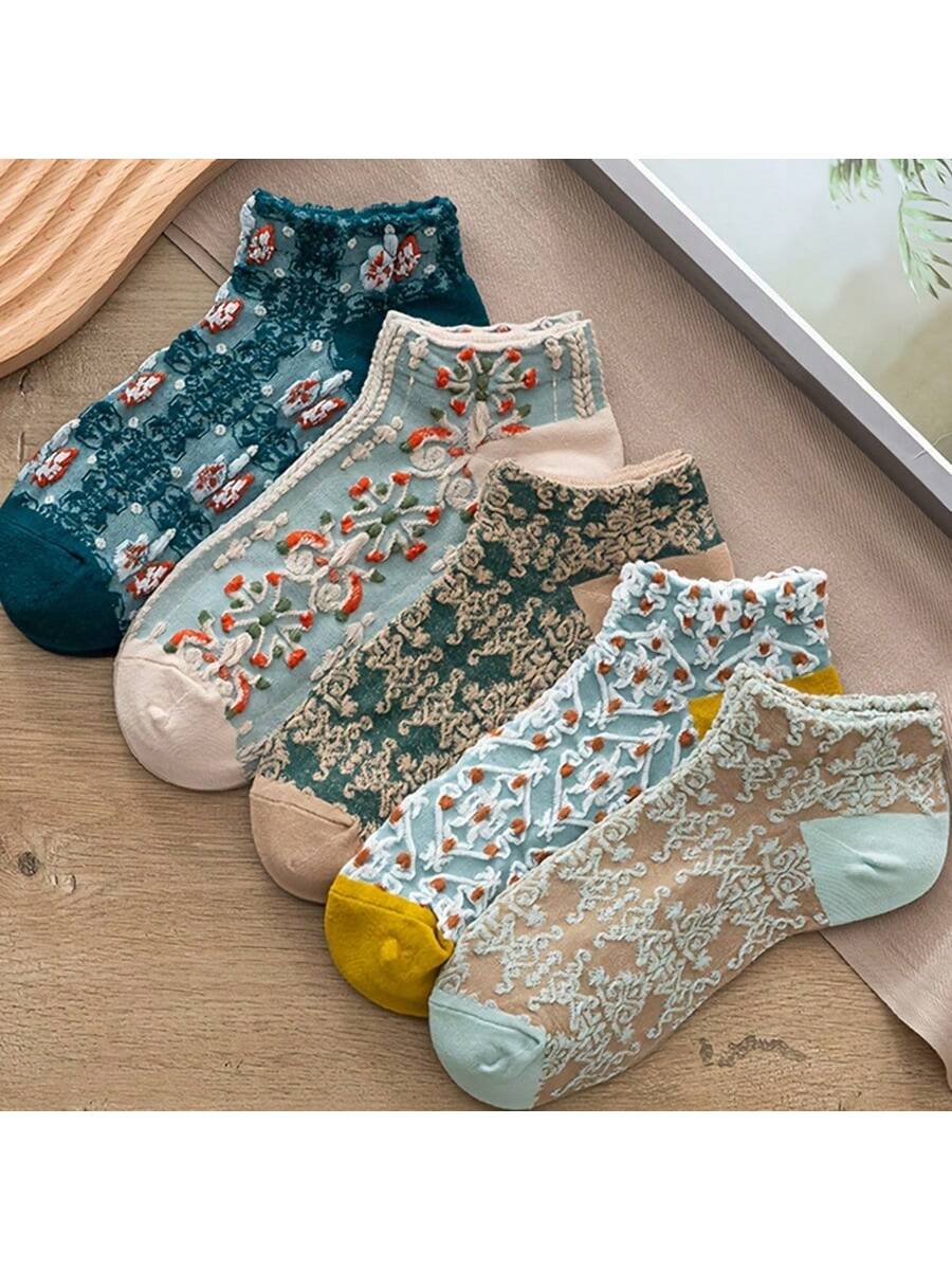 الرياضة في الهواء الطلق 1-5 أزواج من الجوارب القصيرة بطراز محكمة عتيق