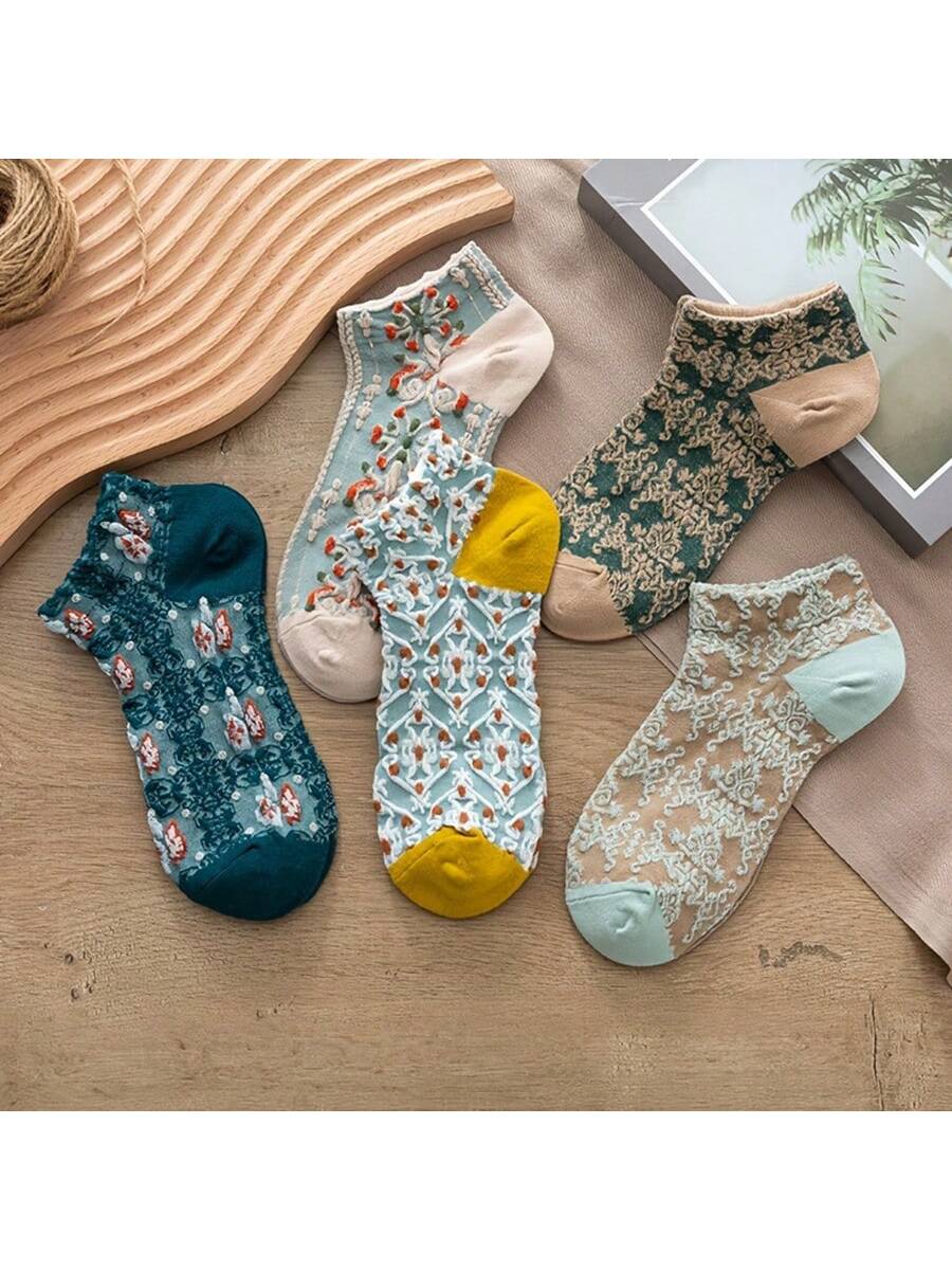 الرياضة في الهواء الطلق 1-5 أزواج من الجوارب القصيرة بطراز محكمة عتيق