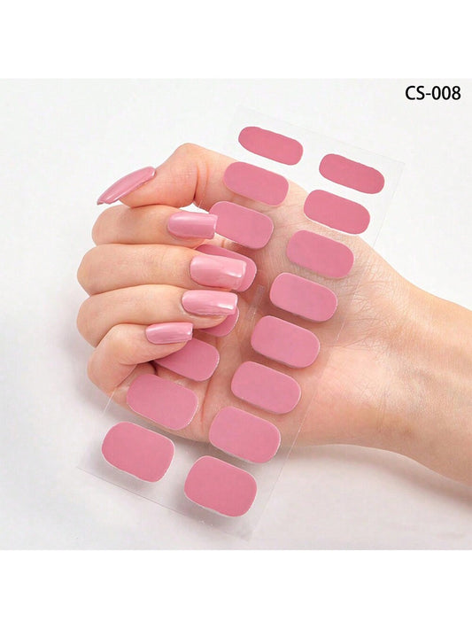لاصق أظافر بدون تسخين بتصميم وردي بسيط 1 قطعة، ملصقات فن الأظافر مع حروف وتصميم أظافر ملون للصيف