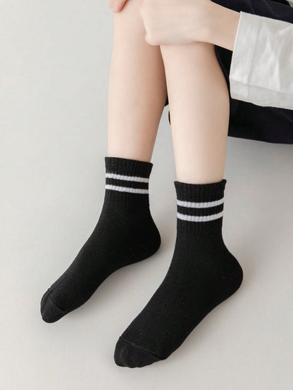 جوارب كاحل منتصف الساق للرياضة الرجالية والنسائية مزيج بارتين مخططة (رمادي/أسود/أبيض) 3أزواج/مجموعة