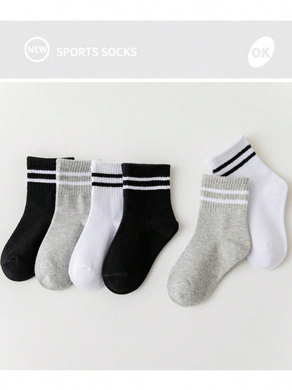 جوارب كاحل منتصف الساق للرياضة الرجالية والنسائية مزيج بارتين مخططة (رمادي/أسود/أبيض) 3أزواج/مجموعة