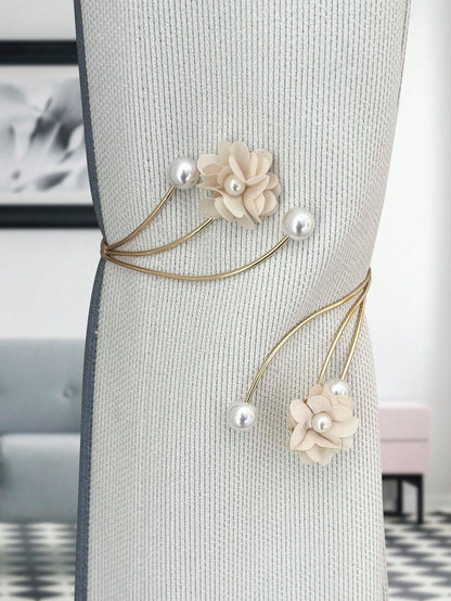 حامل ستارة على شكل زهرة 3d ومشبك ستارة من الزنك واللؤلؤ وديكور ستارة وزخرفة داخلية للمنزل الحديث بسيطة ومريحة