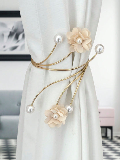 حامل ستارة على شكل زهرة 3d ومشبك ستارة من الزنك واللؤلؤ وديكور ستارة وزخرفة داخلية للمنزل الحديث بسيطة ومريحة