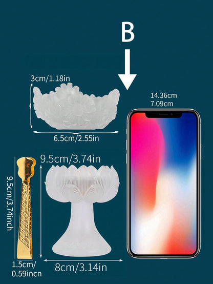 طقم مبخرة ومشابك بتصميم زهور، حامل بخور بوليريسين منقوش على شكل وردة لديكور المنزل 3 قطع