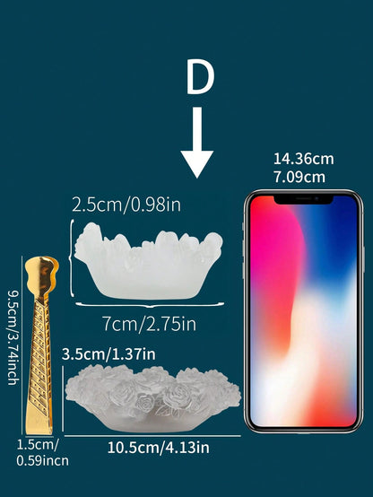 طقم مبخرة ومشابك بتصميم زهور، حامل بخور بوليريسين منقوش على شكل وردة لديكور المنزل 3 قطع