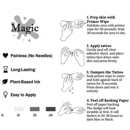 طقم من الوشم بتقنية ثورية قطعة واحدة, وشم شبه دائم, ملاك, وشم مؤقت, وشم صناعي, مقاوم للماء, مظهر وشم حقيقي, نباتي, وشم, أجنحة, تاج, X068