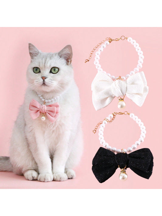 عقد حيوان أليف قلادة لؤلؤ وعقدة