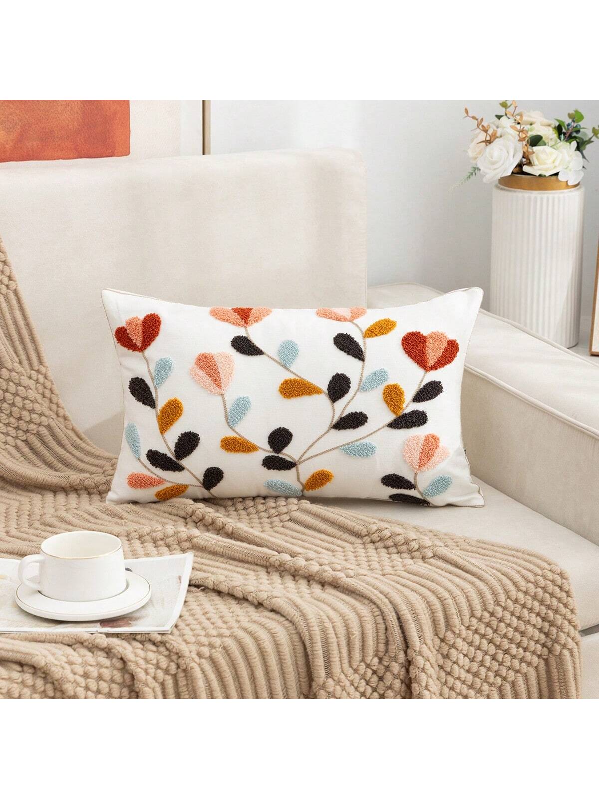 غطاء وسادة بنمط الزهور
