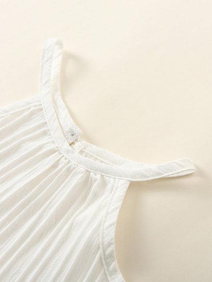 طقم قميص قصير للفتيات الصغيرات بنمط العطلة وسروال مزين بالزهور