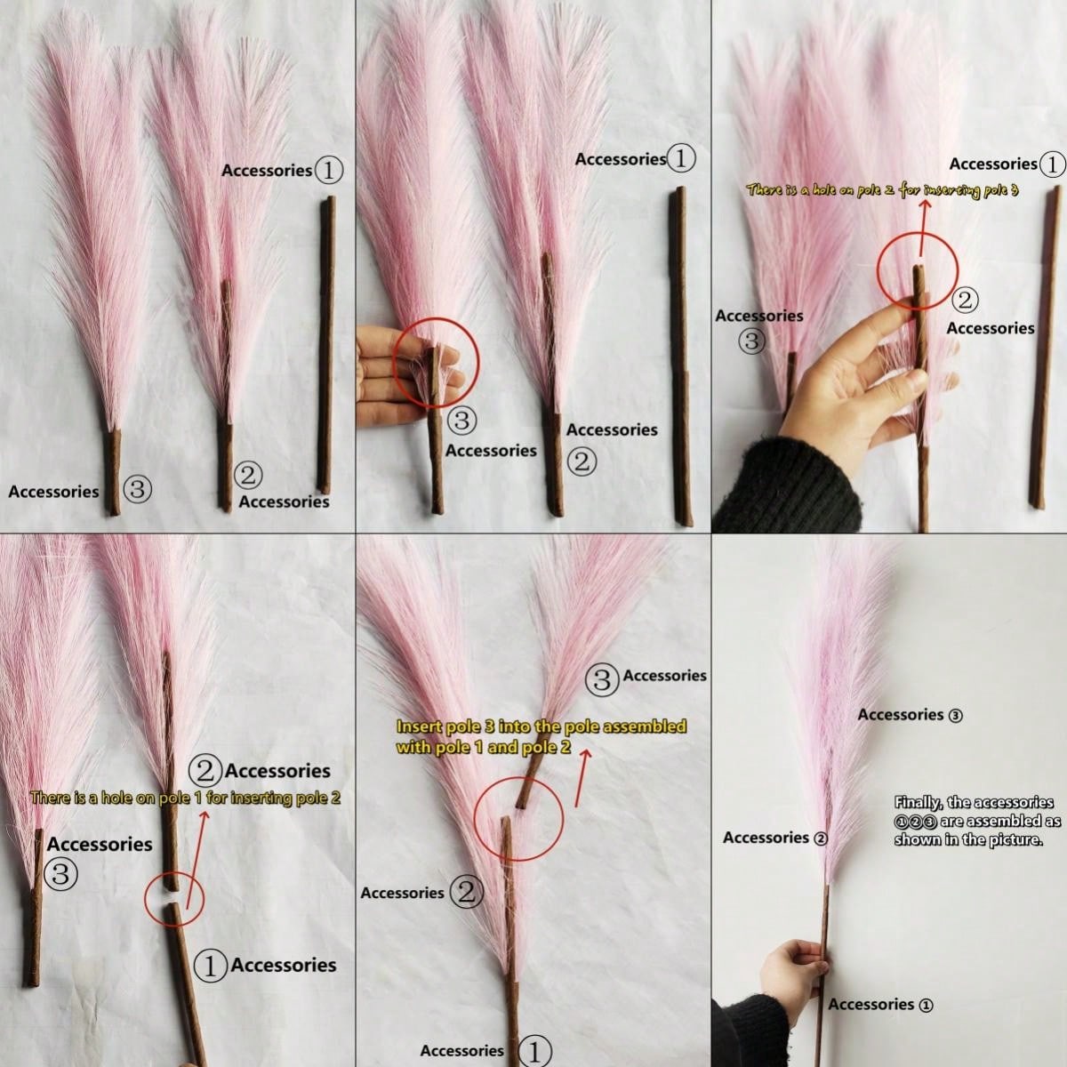 نبات البامباس الاصطناعي الكبير المنسوج 3 في 1 بطول 3.62 قدم ناعم وريشي