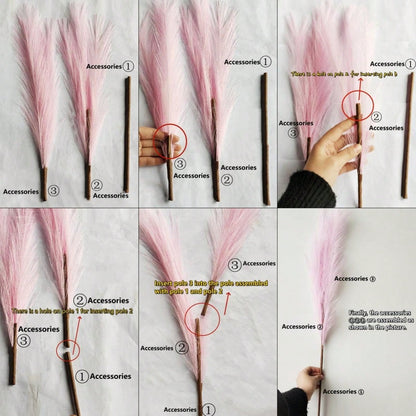 نبات البامباس الاصطناعي الكبير المنسوج 3 في 1 بطول 3.62 قدم ناعم وريشي