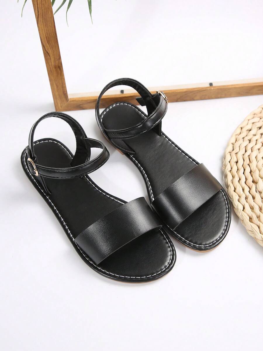 صنادل نسائية مسطحة ذات اصبع اسود مستديرة عصرية وصل حديثًا