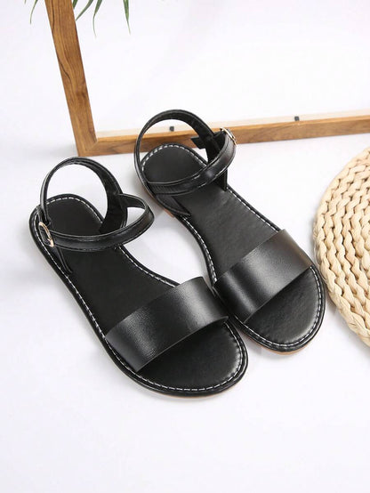 صنادل نسائية مسطحة ذات اصبع اسود مستديرة عصرية وصل حديثًا