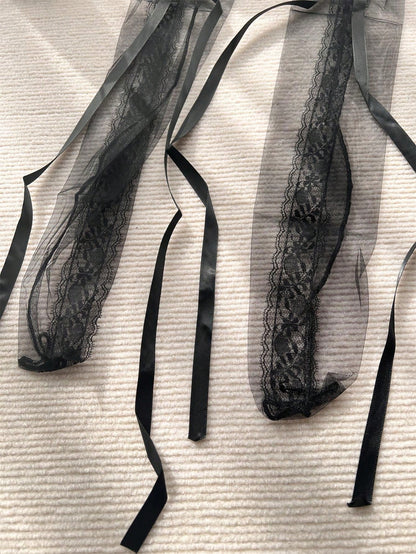 عقدة الفراشة و دانتيل زخرفة شفاف الموضة للحزب زوج واحد نساء