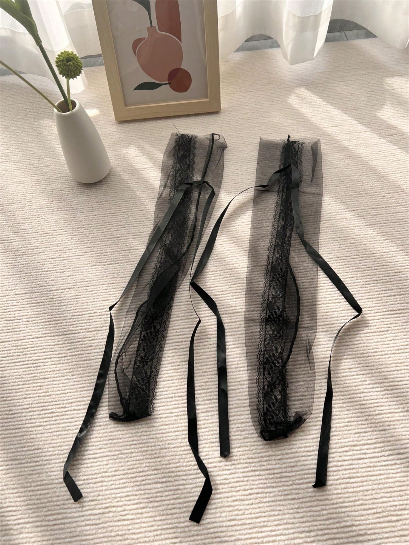 عقدة الفراشة و دانتيل زخرفة شفاف الموضة للحزب زوج واحد نساء