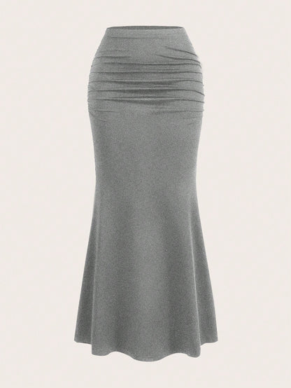 تنورة سميكة بموحد اللون بنمط ذيل السمكة للنساء