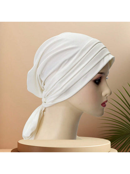 حجاب طويل للرأس من الحرير عالي الجودة باللون الصلب للنساء، يطوى 4مرات، ربطتان، غطاء رأس وملابس رعاية الشعر، مواد حرير اللبن فائقة النعومة ومضادة للغبار