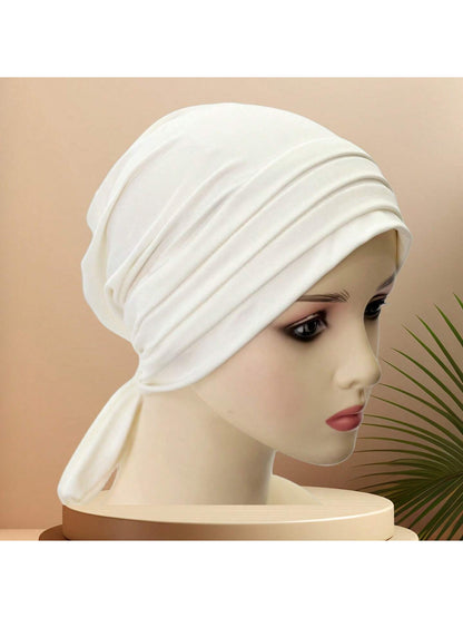 حجاب طويل للرأس من الحرير عالي الجودة باللون الصلب للنساء، يطوى 4مرات، ربطتان، غطاء رأس وملابس رعاية الشعر، مواد حرير اللبن فائقة النعومة ومضادة للغبار