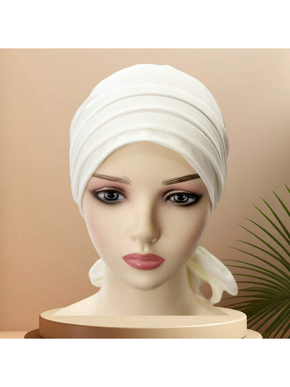 حجاب طويل للرأس من الحرير عالي الجودة باللون الصلب للنساء، يطوى 4مرات، ربطتان، غطاء رأس وملابس رعاية الشعر، مواد حرير اللبن فائقة النعومة ومضادة للغبار