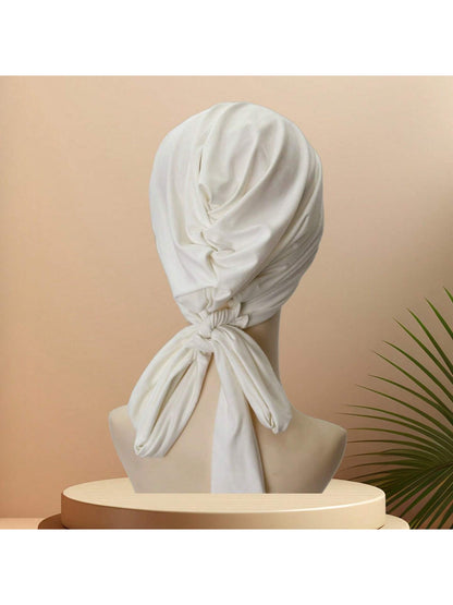حجاب طويل للرأس من الحرير عالي الجودة باللون الصلب للنساء، يطوى 4مرات، ربطتان، غطاء رأس وملابس رعاية الشعر، مواد حرير اللبن فائقة النعومة ومضادة للغبار