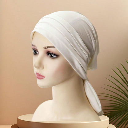 حجاب طويل للرأس من الحرير عالي الجودة باللون الصلب للنساء، يطوى 4مرات، ربطتان، غطاء رأس وملابس رعاية الشعر، مواد حرير اللبن فائقة النعومة ومضادة للغبار