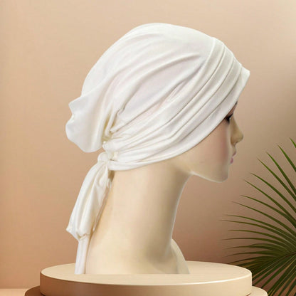 حجاب طويل للرأس من الحرير عالي الجودة باللون الصلب للنساء، يطوى 4مرات، ربطتان، غطاء رأس وملابس رعاية الشعر، مواد حرير اللبن فائقة النعومة ومضادة للغبار